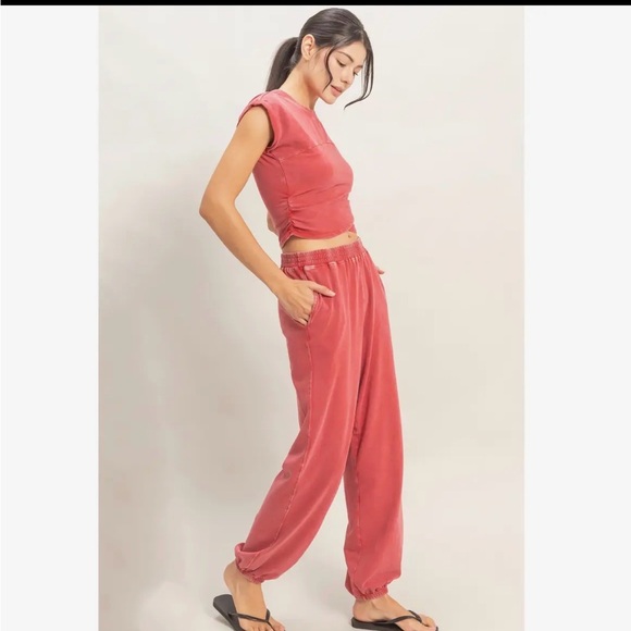 Relaxed High-Rise soft Jogger Pants - Rose - Picture 2 of 6
